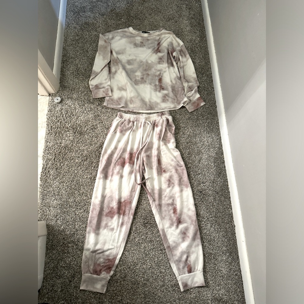 SHEIN size S lounge set white purple tie dye